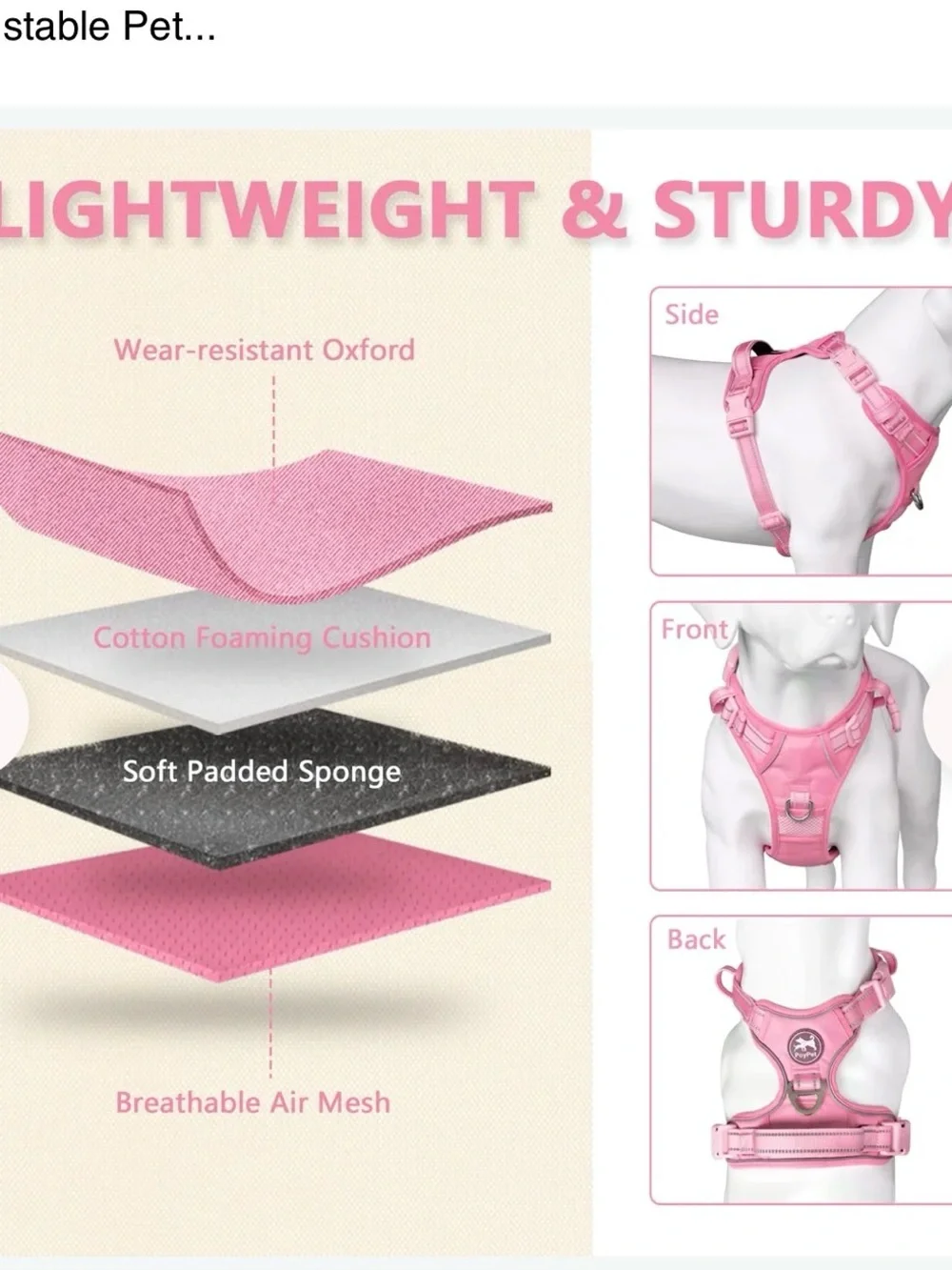 Poy Pet Pink Dog Harness